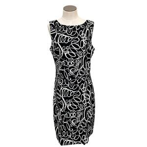 AGB Womens Vintage Black and White Sleeveless Pencil Sheath Work Dress Sz 10